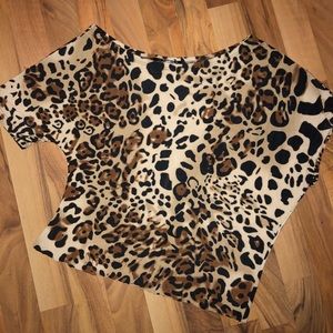 Refashioned asymmetrical cheetah print top